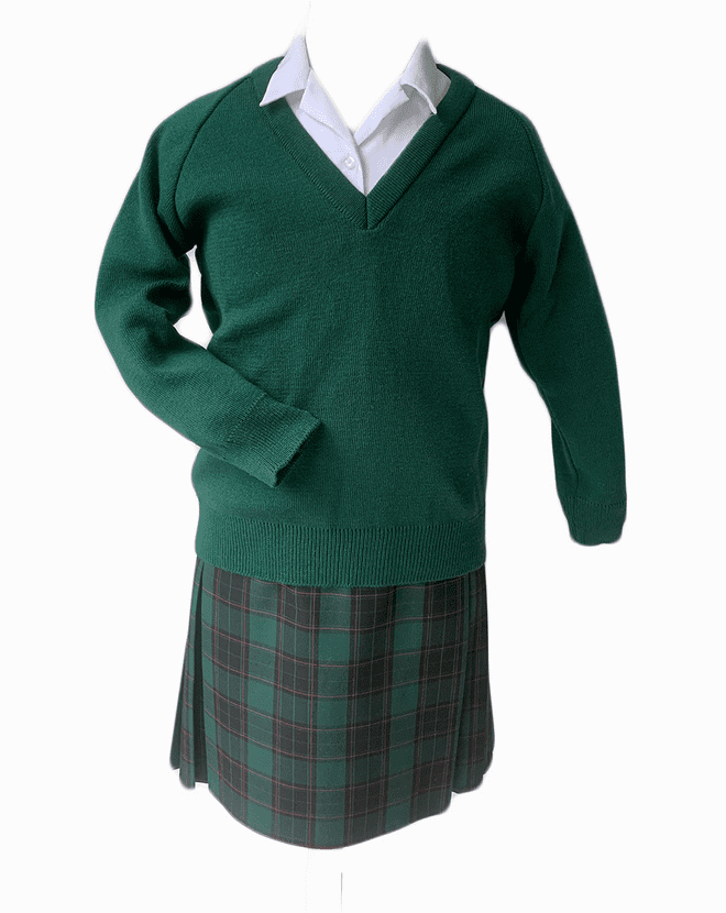 Southend Girls V-Neck Knitted Jumper -  Years 7-9  GREEN
