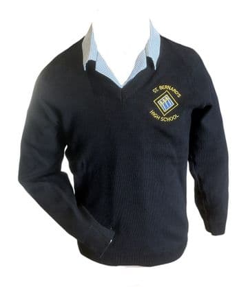 St Bernards Knit Jumper Navy with Logo