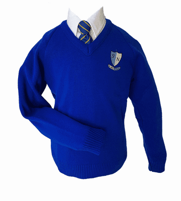 St Nicholas V-Neck Knitted Jumper - Royal