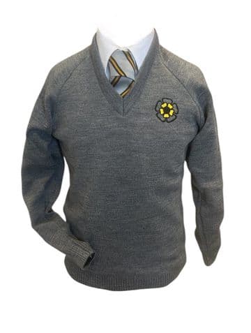 St Teresa's V-Neck Knitted Jumper - GREY