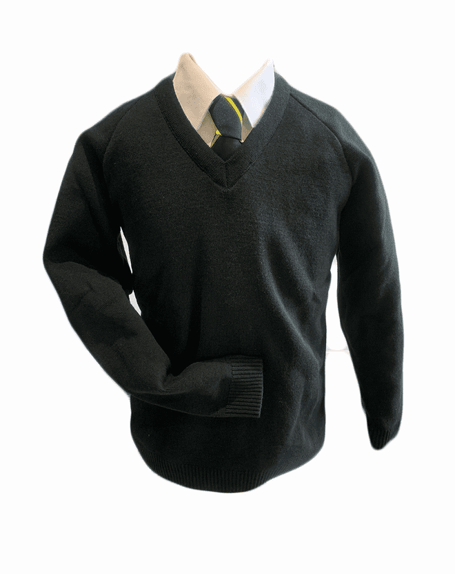 Sweyne Park 6th Form V-Neck Knitted Jumper - 100% Acrylic - BLACK