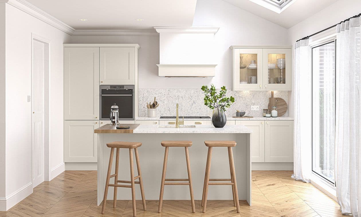Belsay Woodgrain Taupe Grey 275mm Angled Wall Unit RH To Suit 296 Door ...