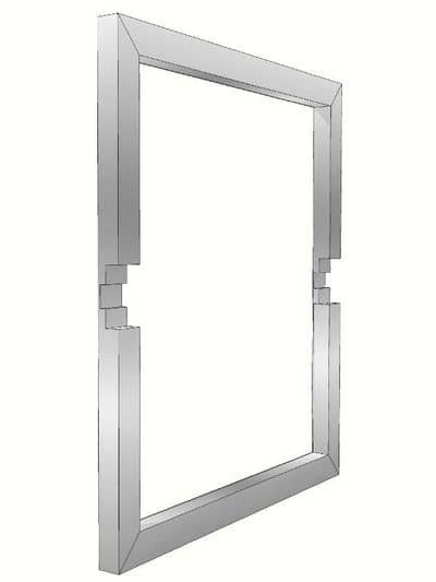 Drawer pack dishwasher frame, stainless steel finish for use with mid rail profiles