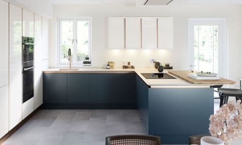 True Handleless Matt Hartforth Blue Kitchens