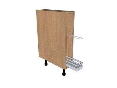True Handleless Matt Silver Grey 150mm Tray Base Unit With Style Tray Pull Out