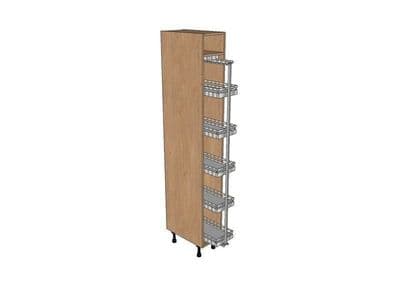 True Handleless Matt Silver Grey 400mm Pull Out Larder Unit With Style Pull Out 2150mm High