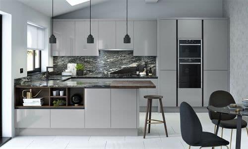 True Handleless Matt Silver Grey Kitchens