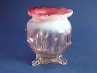 (Sold) Antique Thomas Webb Opalescent Cranberry Glass 'Thorn' Vase c1900