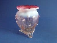 (Sold) Antique Thomas Webb Opalescent Cranberry Glass 'Thorn' Vase c1900