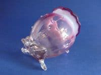 (Sold) Antique Thomas Webb Opalescent Cranberry Glass 'Thorn' Vase c1900