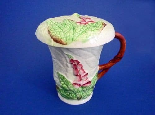 (Sold) Carlton Ware Green 'Foxglove' Hot Chocolate Mug with Rare Lid c1938