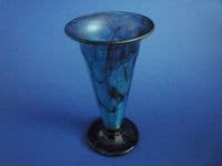 (Sold) Davidson's Blue Cloud Glass no.51 Trumpet Vase c1930