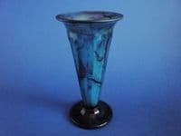 (Sold) Davidson's Blue Cloud Glass no.51 Trumpet Vase c1930