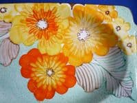 (Sold) Gray's Pottery Art Deco Hand Painted Floral Tray c1935