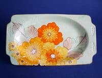 (Sold) Gray's Pottery Art Deco Hand Painted Floral Tray c1935