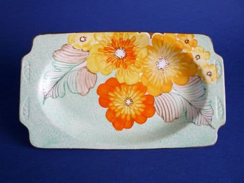 (Sold) Gray's Pottery Art Deco Hand Painted Floral Tray c1935