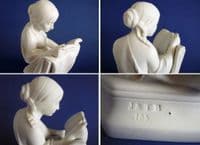 (Sold) J & T Bevington Parian Figure 'Girl Reading' by Pietro Magni c1865
