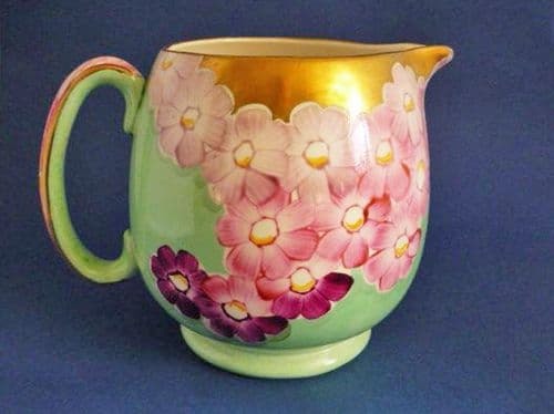 (Sold) Large Gray's Pottery Art Deco Pink and Green Floral Jug c1932