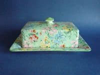 (Sold) Large Shelley Pottery 'Melody' Chintz Butter or Cheese Dish and Cover c1935