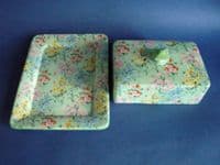 (Sold) Large Shelley Pottery 'Melody' Chintz Butter or Cheese Dish and Cover c1935