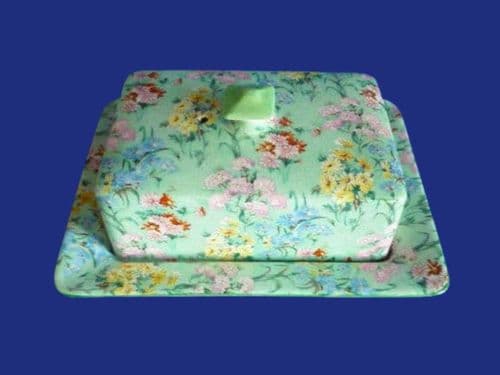 (Sold) Large Shelley Pottery 'Melody' Chintz Butter or Cheese Dish and Cover c1935