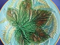 (Sold) Lovely George Jones Majolica 'Maple Leaf and Fern' Pattern 2584 Plate c1870