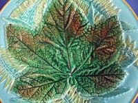 (Sold) Lovely George Jones Majolica 'Maple Leaf and Fern' Pattern 2584 Plate c1870