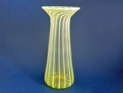 (Sold) Lovely Stourbridge Striped Vaseline Glass Vase c1900