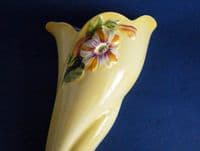 (Sold) Lovely Vintage Royal Winton Yellow 'Petunia' Wall Pocket c1945