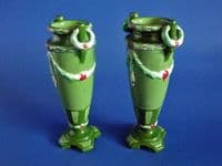 (Sold) Pair of Eichwald Majolica Secessionist Art Nouveau Vases c1910