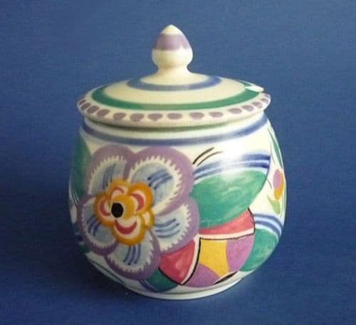 (Sold) Poole Pottery V Pattern 'Leo the Lion' Preserve Pot by Truda Carter c1935