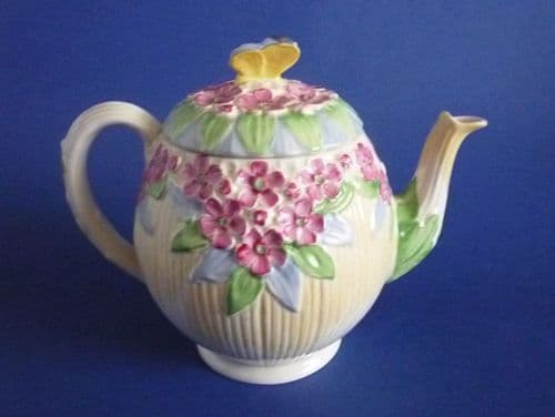 (Sold) Rare Burleigh Ware Art Deco Butterfly Finial Teapot c1930