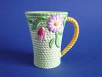 (Sold) Rare Carlton Ware Green 'Flowers and Basket' Cocoa Mug c1938