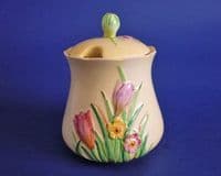 (Sold) Rare Carlton Ware Yellow 'Crocus' Preserve Pot c1936