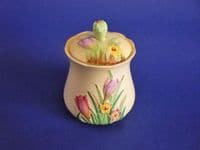 (Sold) Rare Carlton Ware Yellow 'Crocus' Preserve Pot c1936