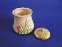 (Sold) Rare Carlton Ware Yellow 'Crocus' Preserve Pot c1936