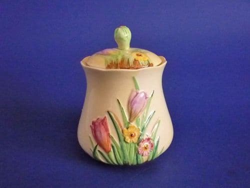 (Sold) Rare Carlton Ware Yellow 'Crocus' Preserve Pot c1936