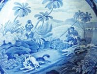 (Sold) Rare Spode Indian Sporting Series 'Chase After a Wolf' Soup Plate c1810