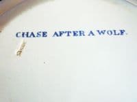 (Sold) Rare Spode Indian Sporting Series 'Chase After a Wolf' Soup Plate c1810