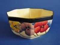 (Sold) Royal Doulton 'Pansies' Series Octagon Sugar Bowl D4049 c1930