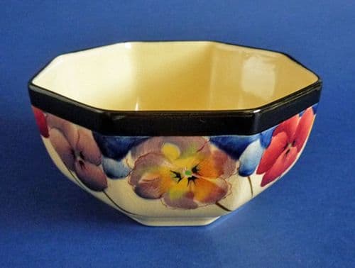 (Sold) Royal Doulton 'Pansies' Series Octagon Sugar Bowl D4049 c1930
