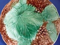 (Sold) Scottish Majolica 'Grape and Vine Leaf' Plate c1880