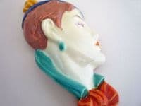 (Sold) Small Royal Dux Czechoslovakia 'Lady with Orange Bow' Wall Mask c1930
