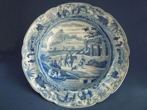 (Sold) Superb Spode Caramanian Series 'City of Corinth' Soup Plate c1810