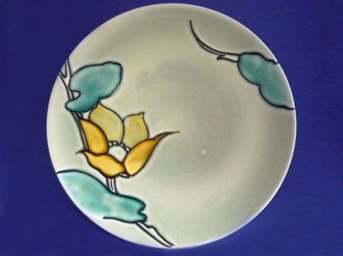 (Sold) Susie Cooper Crown Works Tube Lined 'Water Lily' Plate c1933