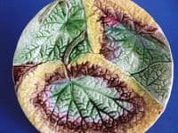(Sold) Victorian Majolica Begonia Leaf Plate c1880 #3