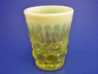 (Sold) Vintage 'Eye Winker' Yellow Vaseline Opalescent Glass Tumbler