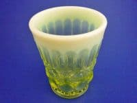 (Sold) Vintage 'Eye Winker' Yellow Vaseline Opalescent Glass Tumbler