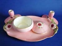 (Sold) Vintage Royal Winton Pink 'Petunia' Dressing Table Set c1945