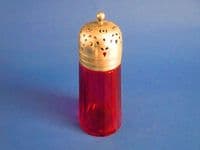 Antique Cranberry Glass Facet Cut Sugar Sifter c1890